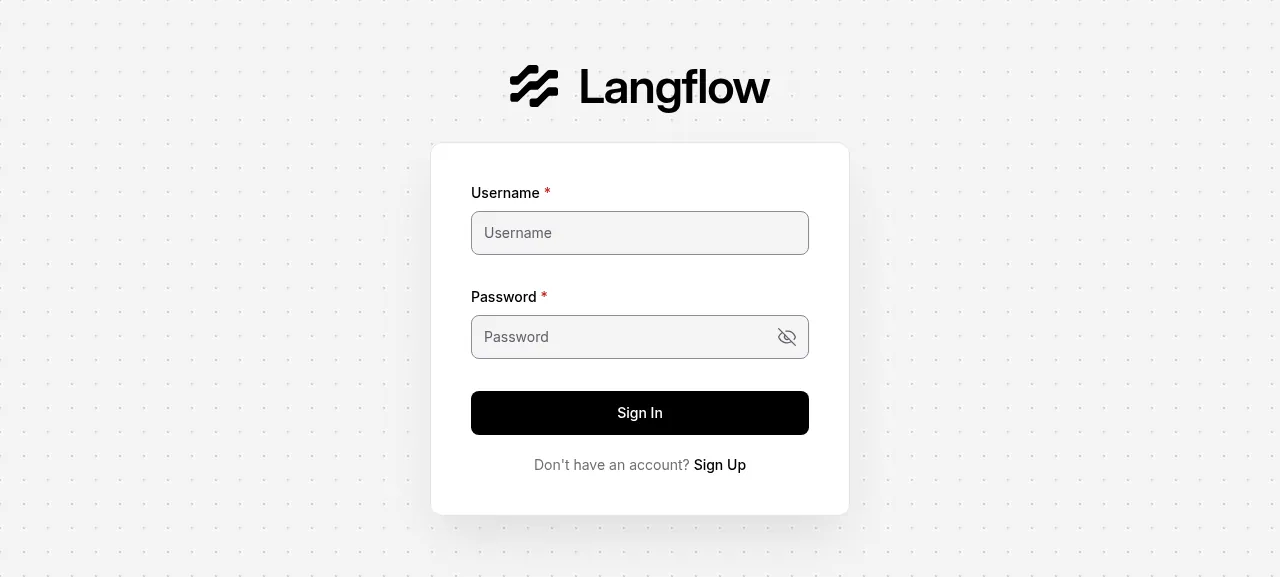 The Langflow sign-in page