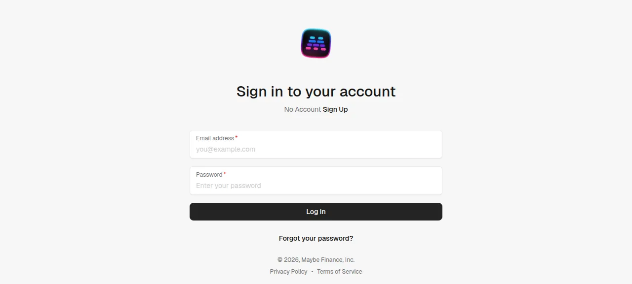 The Maybe sign-in page